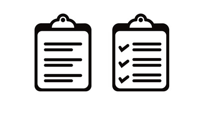 Icon Set tablet with paper clip. Symbol for check or task tracker. Coach's tactical board. Register or terms of reference.