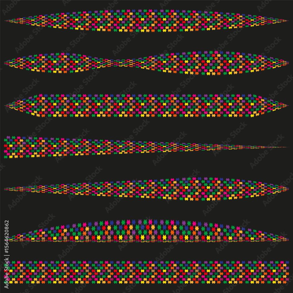 Poster color wave stripes. zigzag band vector. rainbow triangle rows. black backdrop pattern.