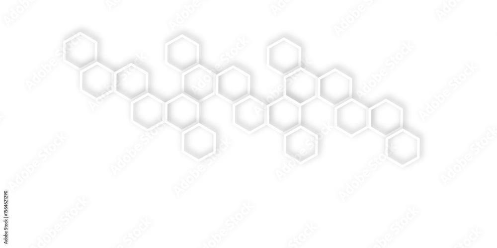 Poster abstract geometric technology 3d white light structure technology out line hexagon polygonal honeyco
