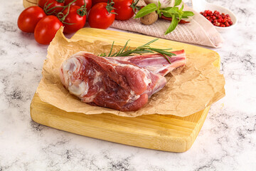 Raw lamb shank for cooking