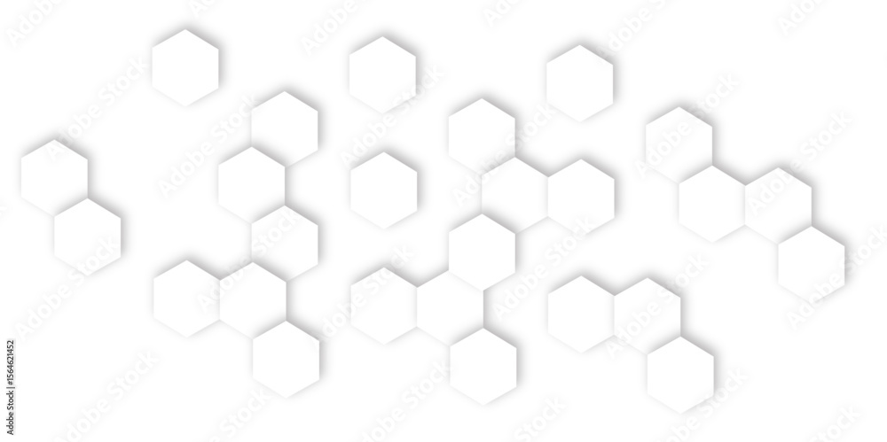 Poster abstract light grey and white hexagon 3d effect pattern with shadow seamless texture background. use