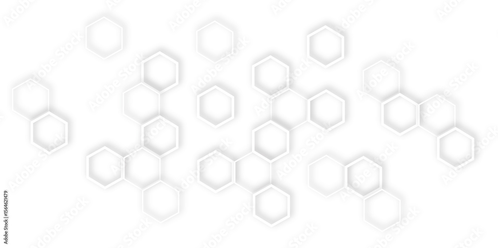 Poster abstract geometric technology 3d white light structure technology out line hexagon polygonal honeyco