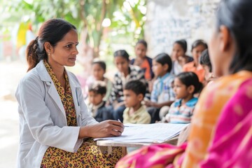 doctor give consultation to villagers
