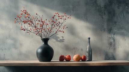 A minimalist still life position in a studio setting, 