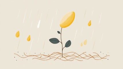 A simple sprout in the rain