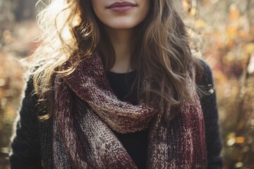 woman with violet scarf on her neck