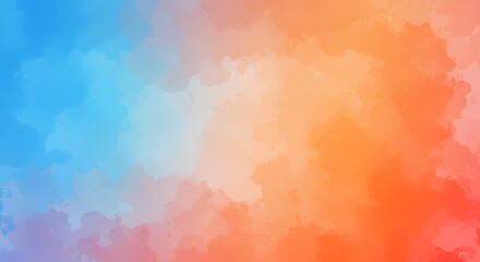 Obraz premium Abstract watercolor wash in cool and warm tones. A blend of blue and orange hues creates a soft, textured background.