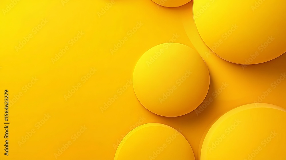 Aufkleber a bright yellow background with several round shapes partially visible in the upper and lower corner