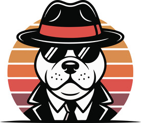 Fototapeta premium Cool Bulldog with Hat & Glasses transparent isolated vector