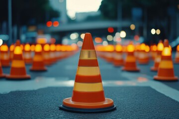 traffic cones on the road