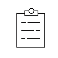 Icon tablet with paper clip. Symbol for check or task tracker. Coach's tactical board. Register or terms of reference.