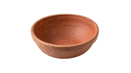 single Simple terracotta pot empty terracotta bowl or brown clay serving bowl isolated on transparent background  
