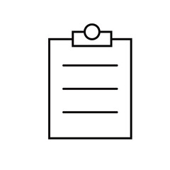 Icon tablet with paper clip. Symbol for check or task tracker. Coach's tactical board. Register or terms of reference.