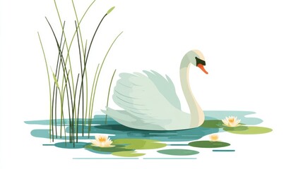 Obraz premium Swan in a serene pond