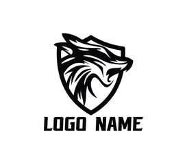 Wolf Head in Shield Badge