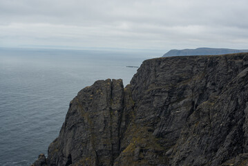 Grey Rocks on the Stormy Coastline at Nordkapp
