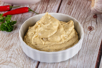 Natural organic homemade chickpea hummus