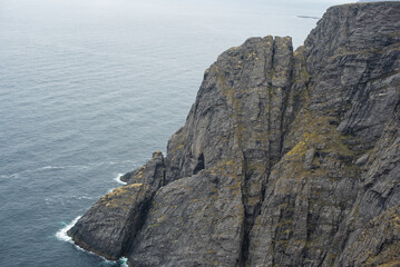 Grey Rocks on the Stormy Coastline at Nordkapp
