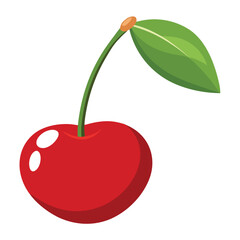 A single cherry, ripe and juicy red, isolated on a white background, perfect for fresh fruit and sweet concepts