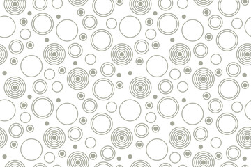 seamless geometric pattern featuring abstract circles and spirals in gray on a white background