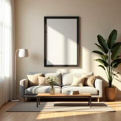 Modern Living Room Interior Design Sunlight Sofa Plants