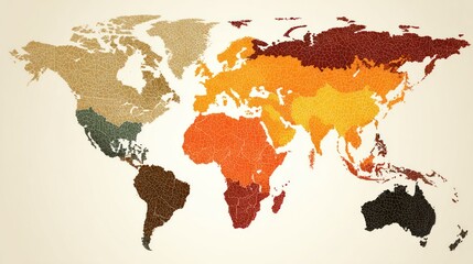 World map with regions colored by climate or resources