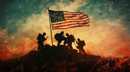American Soldiers Raising the Flag on Iwo Jima a Symbol of Victory