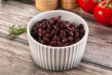 Canned black beans in the bowk