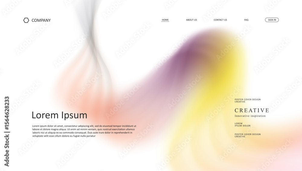Poster abstract wave of landing page. fluid gradient website design