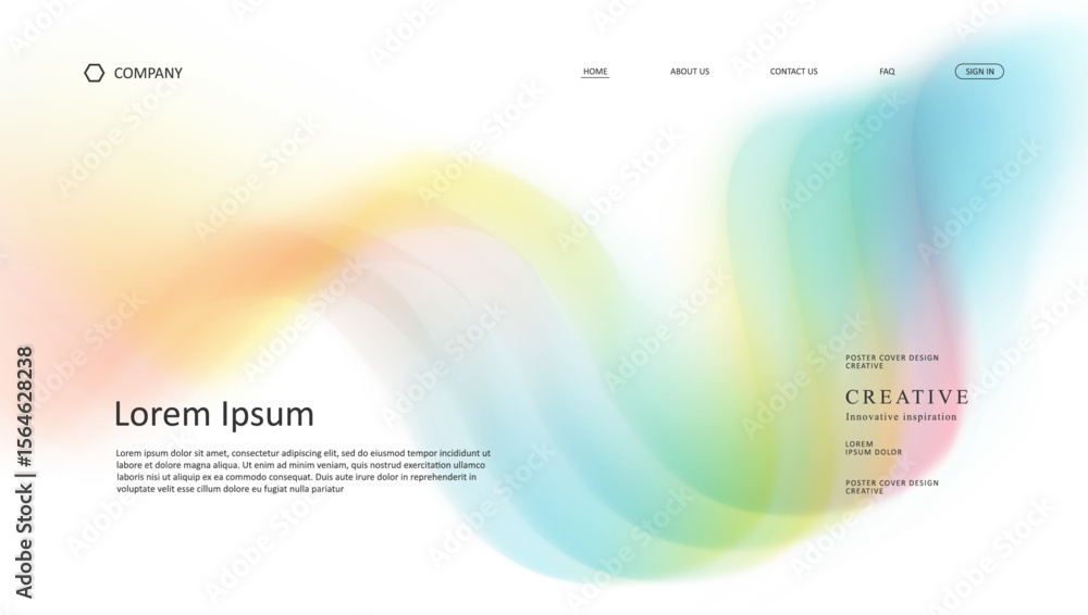 Poster abstract wave of landing page. fluid gradient website design