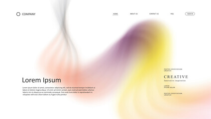 Abstract wave of landing page. fluid gradient website design	