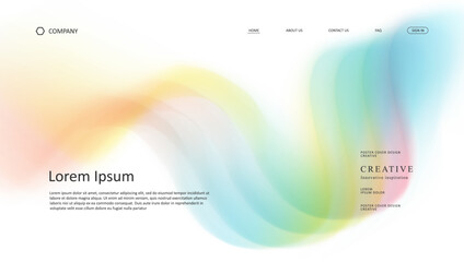 Abstract wave of landing page. fluid gradient website design	