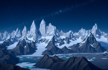 Snow Mountain Night View