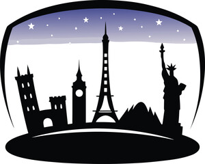 world monuments Silhouette