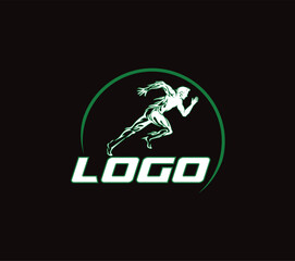 Naklejka premium Runner Logo with Fire Effect – Speed and Motion Sports Vector Design