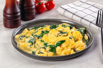 Omelette with spinach for breakfast