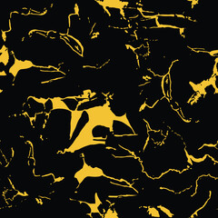 seamless abstract pattern in black and yellow with a distressed, fractured texture