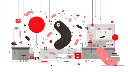 Obraz premium A stylized illustration of a microbiology lab