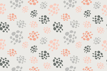 seamless abstract pattern featuring clusters of dots in pink and gray on a light background