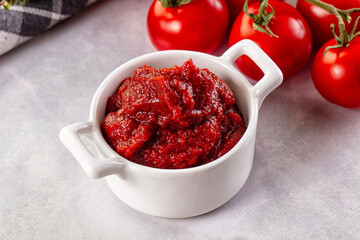 Red organic fresh tomato paste