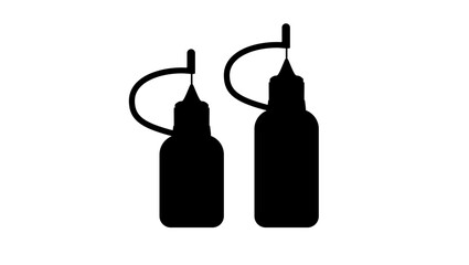 Fine applicator squeeze bottle, black isolated silhouette