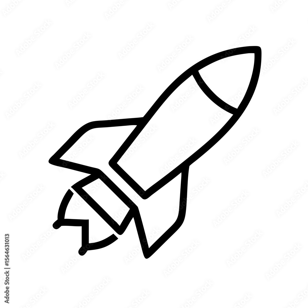 Poster simple outline rocket icon in minimalist design style