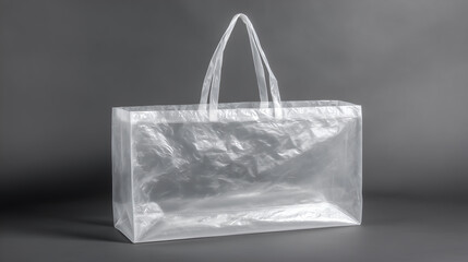 A clear tote bag stands alone, demonstrating minimalist design and eco-friendly material