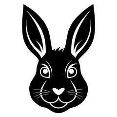 Fototapeta premium Rabbit Face Icon | Generative AI Vector & Linocut Silhouette Design