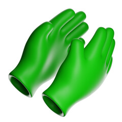 Pair of green gloves clapping with transparent background