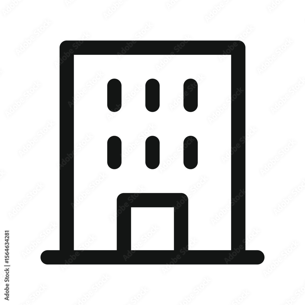 Poster city building ui icon, office building simple line user interface vector symbol with editable stroke