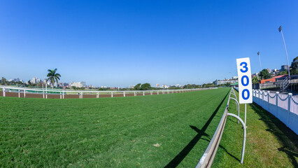 Horse Racing Venue Grass Track Straight Blue Sky