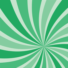 Abstract green sunburst background with swirling radial rays. Retro hypnotic vector pattern for graphic design and concentration concepts.