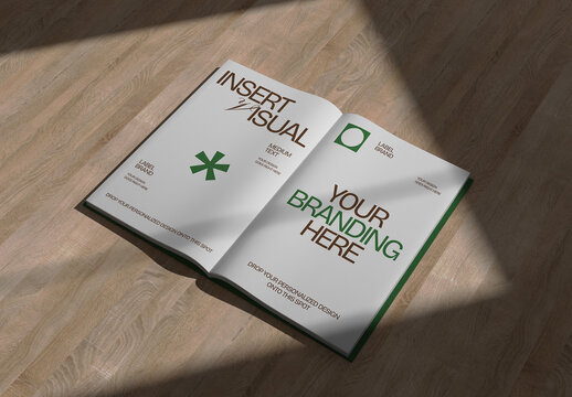 Opened Book on Table Mockup