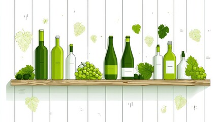 Wine bottles on a wooden shelf